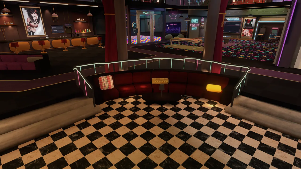 A couch nook by the dance floor
