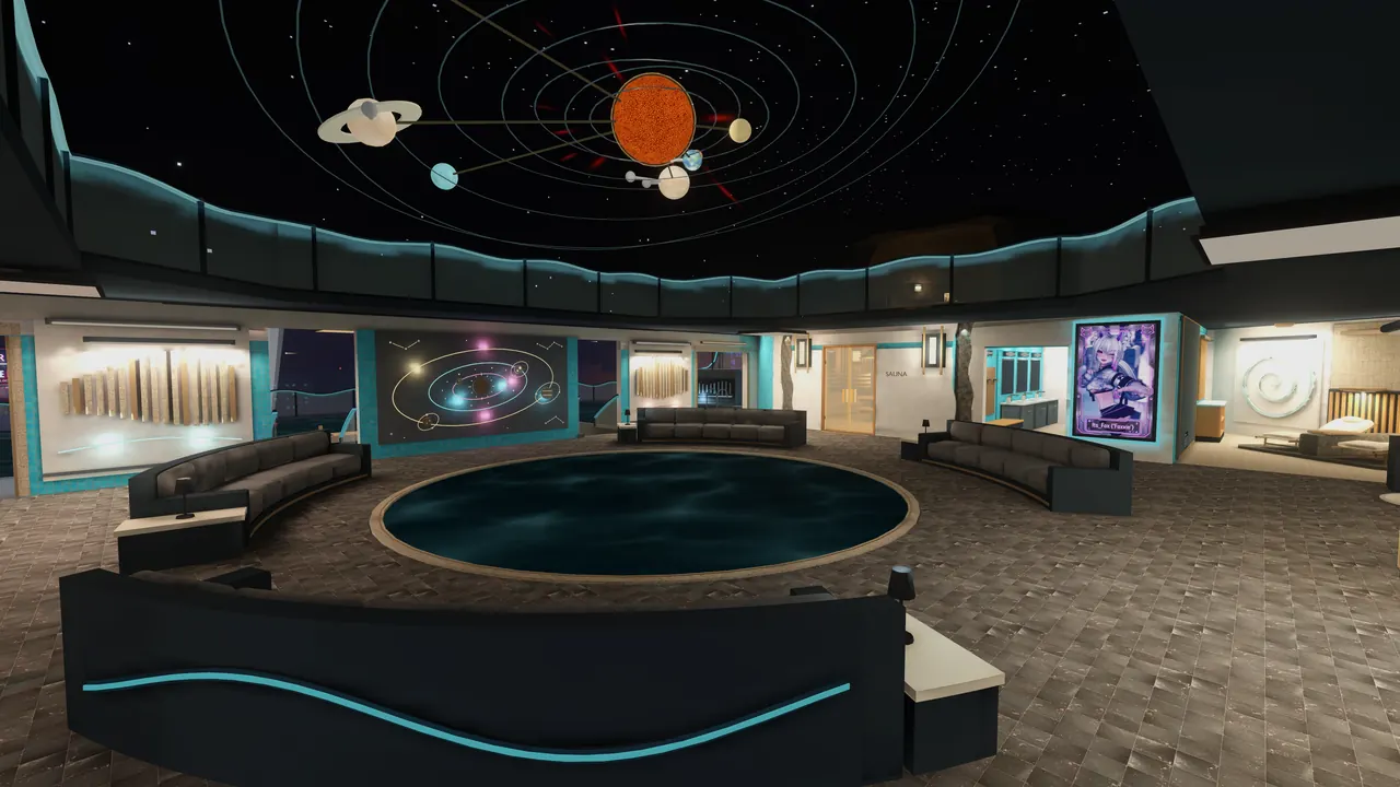The spa lounge under the orrery